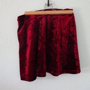 TOPSHOP Red Crush Velvet Skirt Size 8